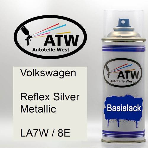 Volkswagen, Reflex Silver Metallic, LA7W / 8E: 400ml Sprühdose, von ATW Autoteile West.